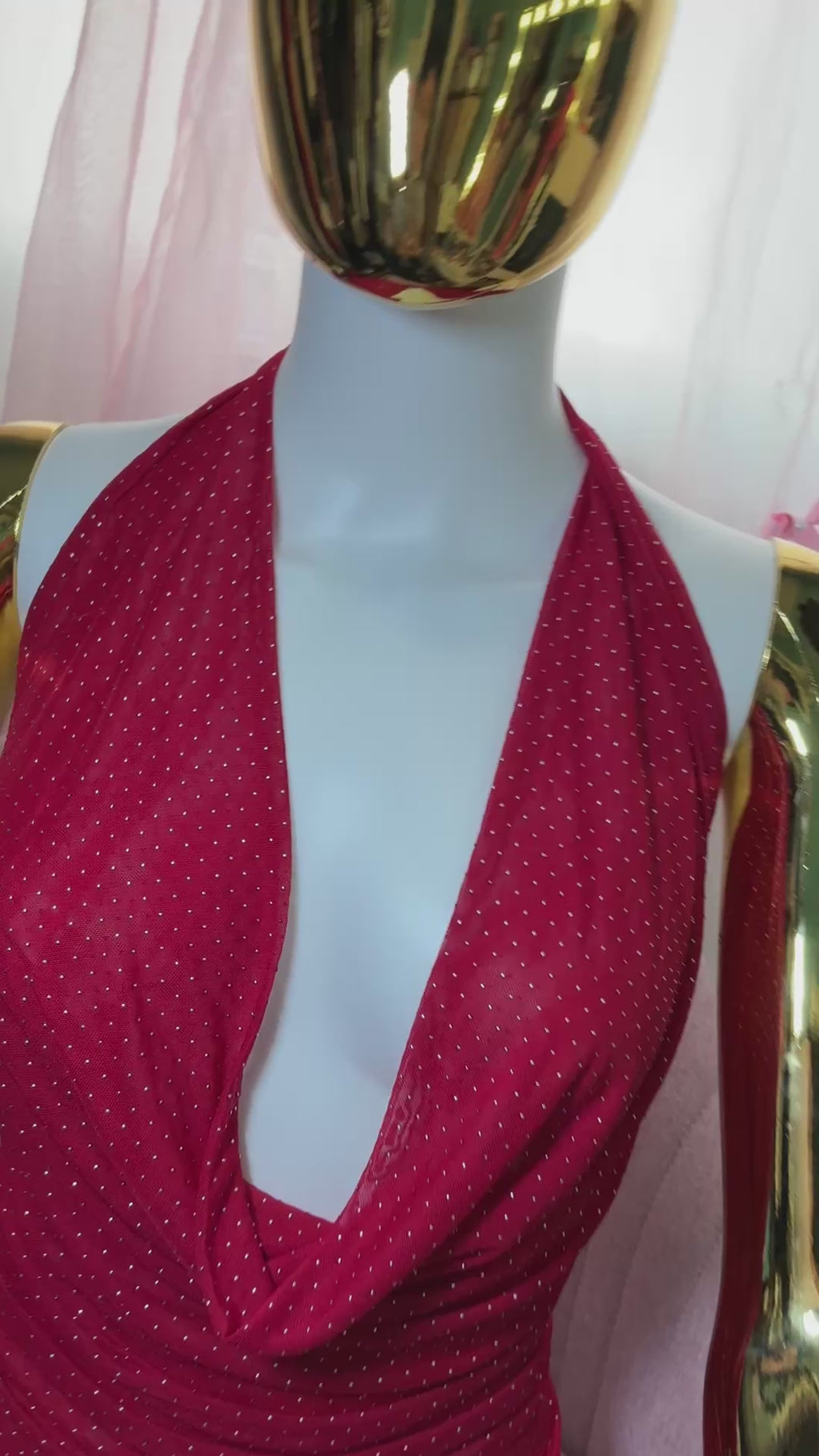 “Scarlet” Sparkle Drape Top